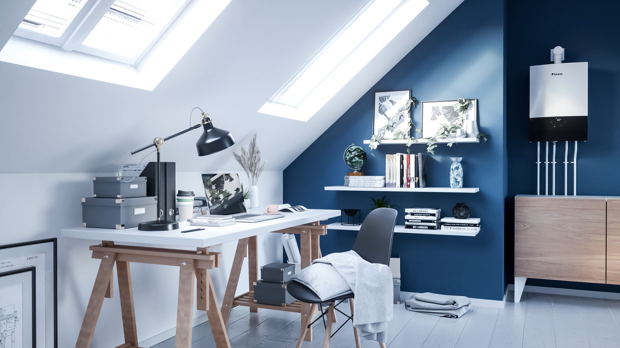 Εσωτερική μονάδα λέβητα αερίου συμπύκνωσης εγκατεστημένη σε κοιτώνα