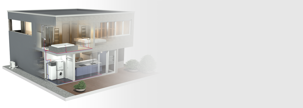 Διαφανές σπίτι με εγκατάσταση split